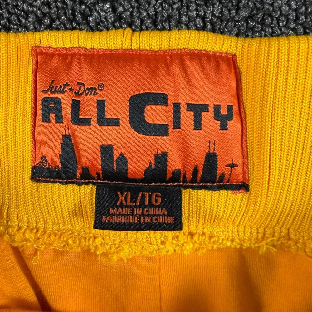 Just Don All City Mens XL Heavyweight Basketball Shorts Yellow Mesh JD Logo NWOT